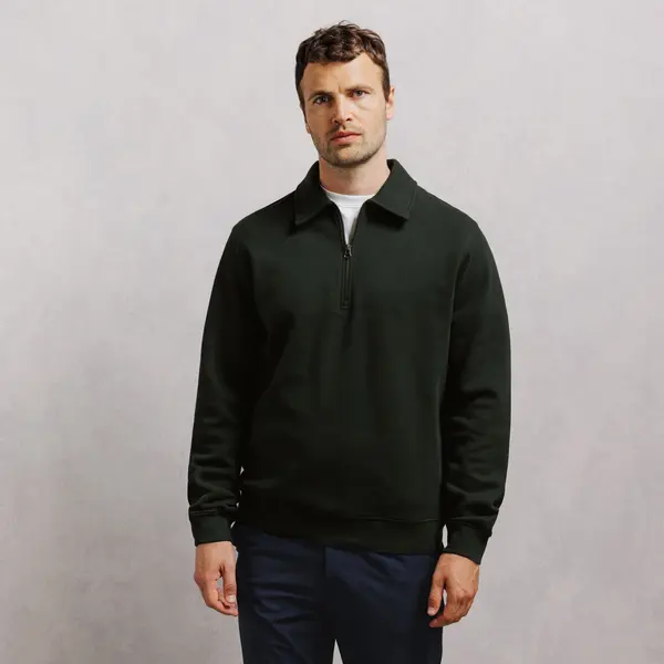 Sweat col polo zippé uni