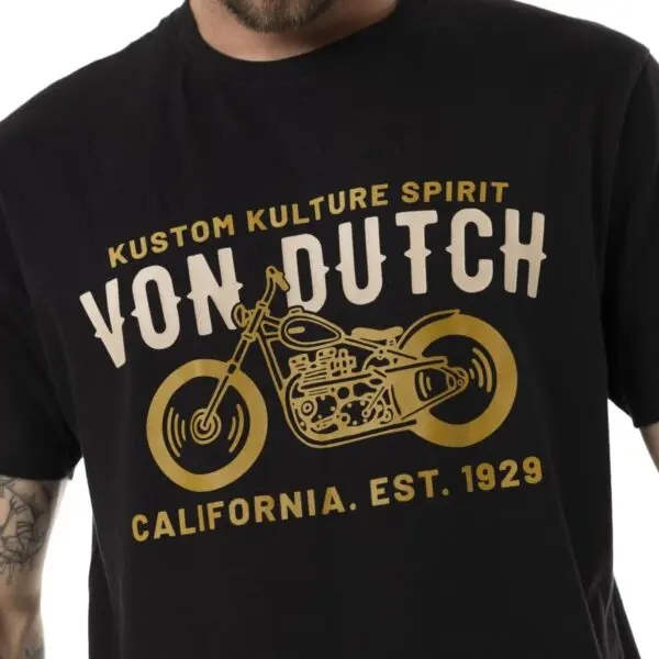 TEE SHIRT MANCHES COURTES NOIR LOGO MOTO VON DUTCH HOMME DU S AU 3XL VD1TRSPIRENR