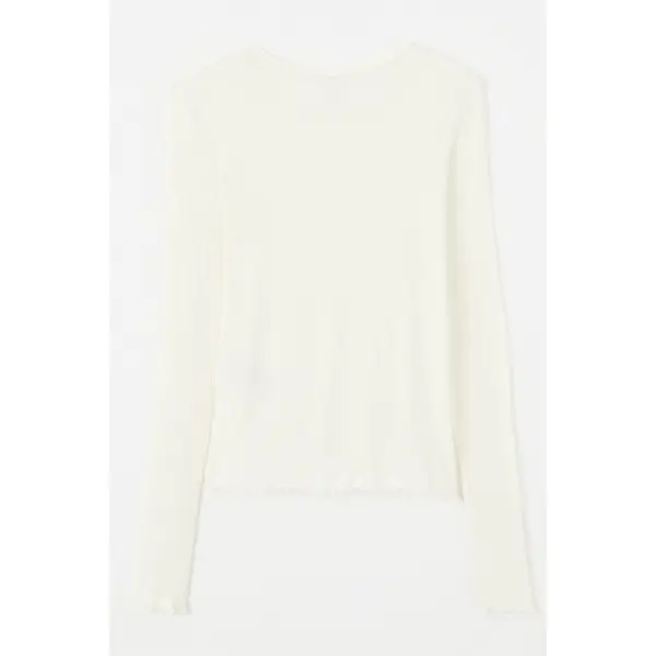 Top slim fit col rond beige clair Only