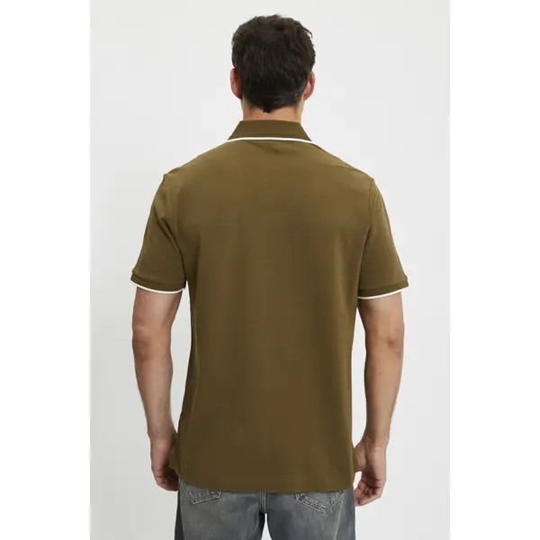 Polo chest logo striped kaki