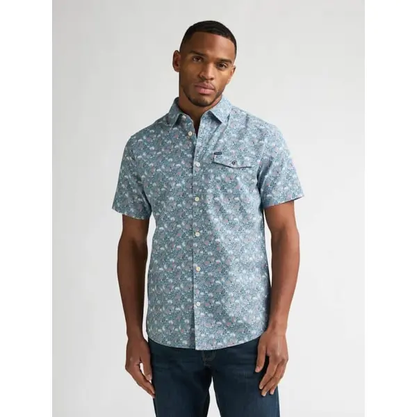 Chemise Bleue Fleurie Petrol Industries Homme