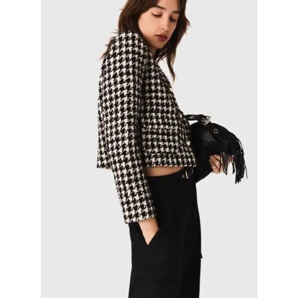 Veste courte en tweed pied-de-poule - Maje
