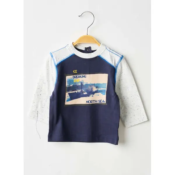 T-shirt 3 Pommes Bleu Manches Longues