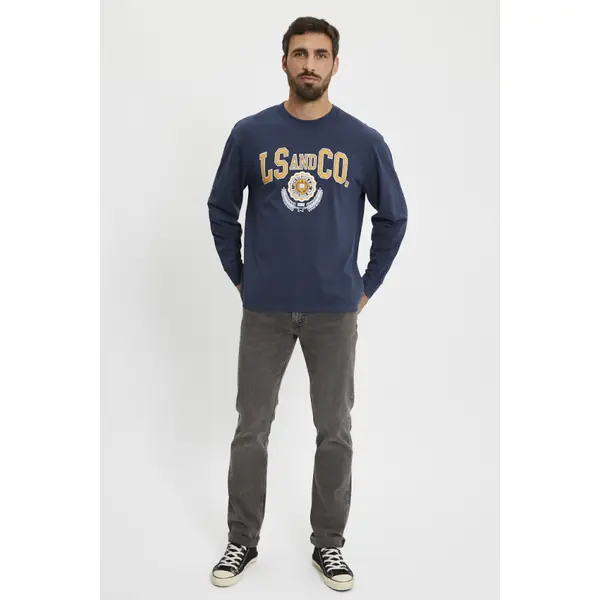 T-Shirt LS graphic authentic collegia blues