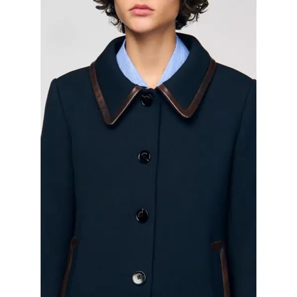 Manteau à bandes en cuir - Sandro