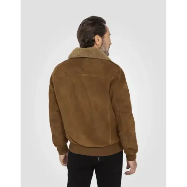 Blouson cuir de chèvre marron col aviateur Schott Homme