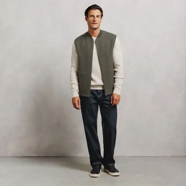 Gilet zippé sans manches 100% laine