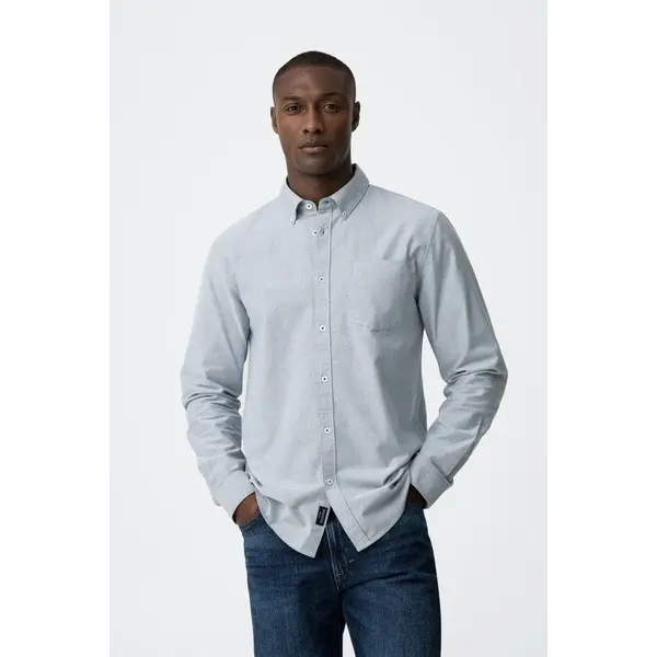 Chemise bleue chinée manches longues Tiffosi homme