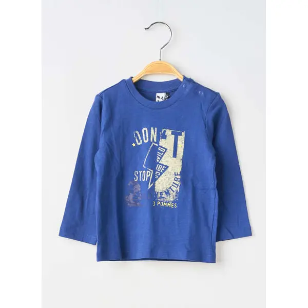 T-shirt 3 Pommes Bleu Manches Longues