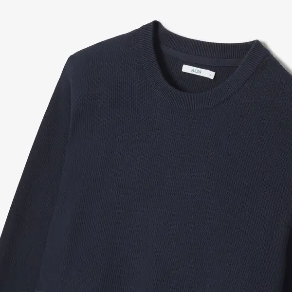 Pull col rond jeux de points fantaisie