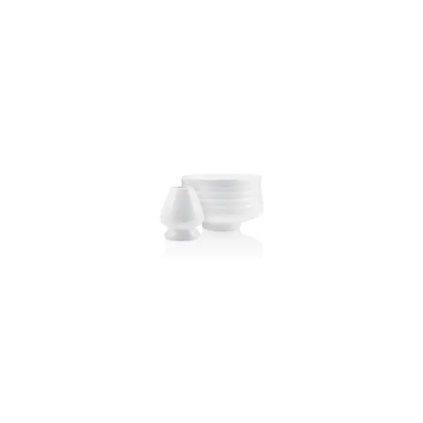 Coffret - bol à matcha 50cl et repose-fouet blancs en porcelaine - Kusmi Tea
