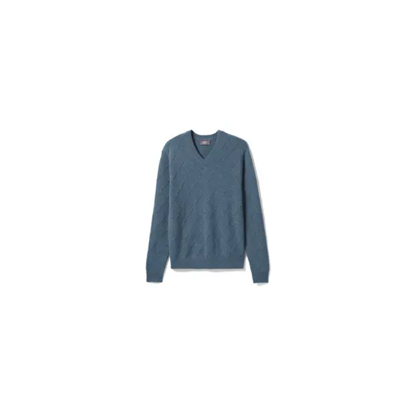 Pull v losanges textures - homme - bleu mineral - Bompard