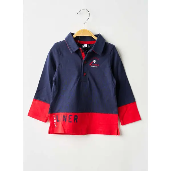 Polo 3 Pommes Bleu Manches Longues