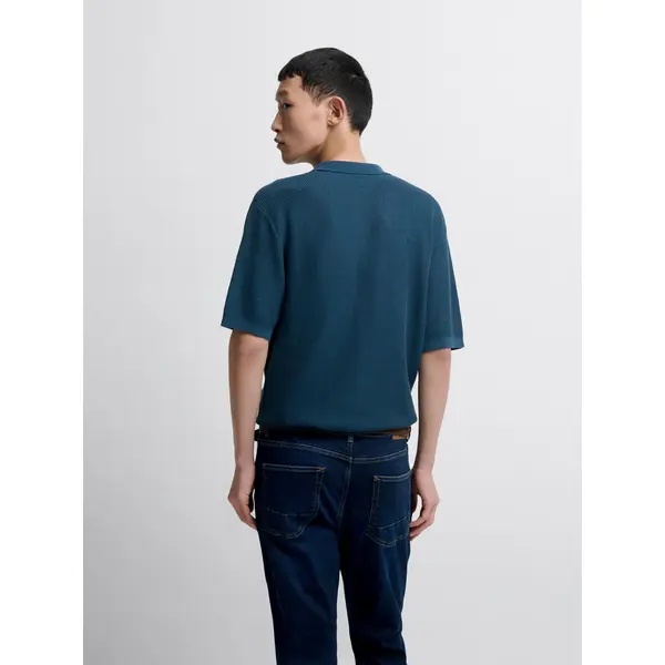 Polo maille col ouvert en coton bio