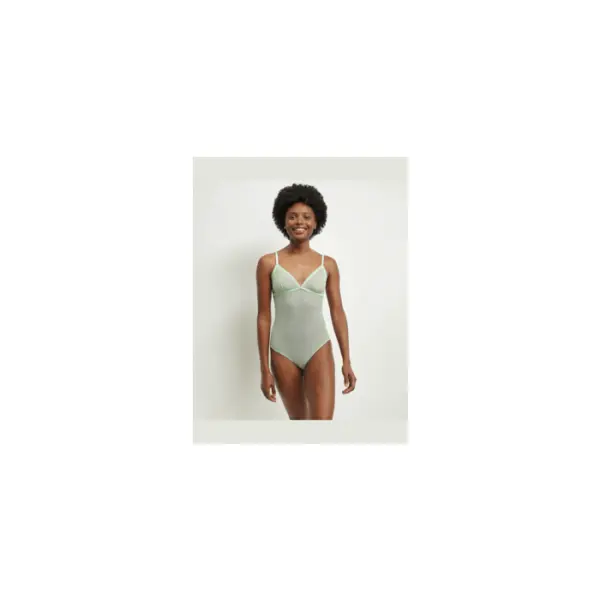 Body femme en tulle transparent Vert et pois lurex Dim Shiny Mesh - Dim
