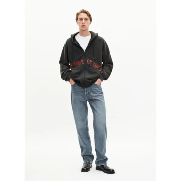 Sweatshirt zippé avec sérigraphie noir homme - The kooples