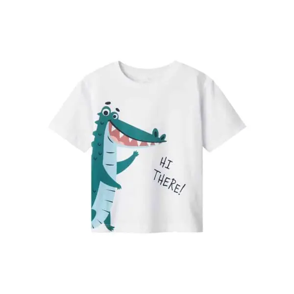 Tee-shirt manches courtes blanc crocodile Name It mini garçon | Du 18 mois au 8 ans