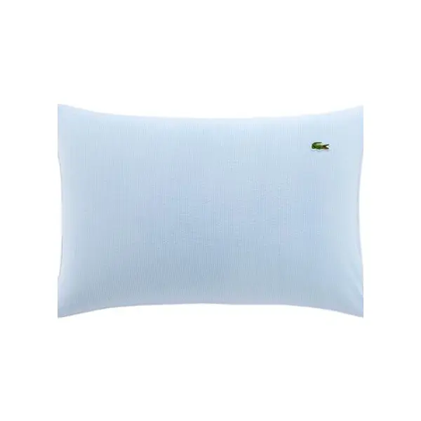 Lacoste - Taie d'oreiller en percale de coton seersucker bleu, L Tamis - Yves Delorme