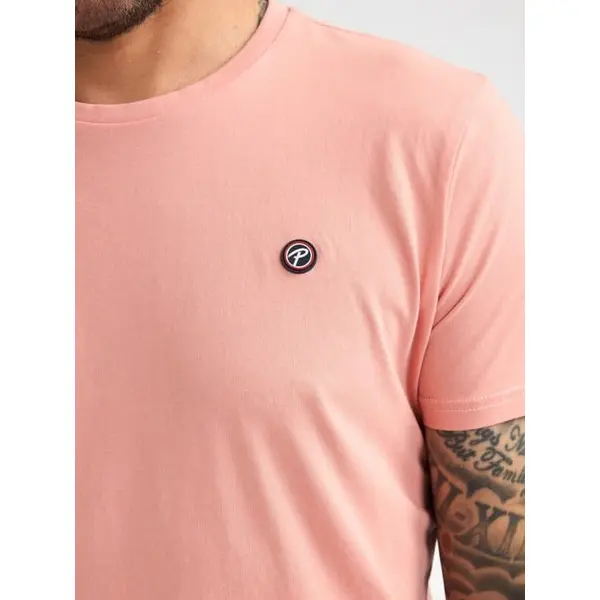TEE SHIRT UNI ROSE MANCHES COURTES COL ROND LOGO PETROL INDUSTRIES HOMME DU S AU XXL NOUVELLE COLLECTION PRINTEMPS ETE M-ROS-TSR002 3174