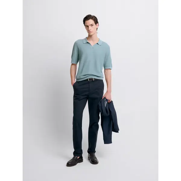 Polo maille col ouvert en coton bio
