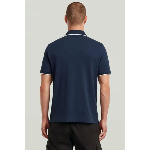 Polo chest logo striped bleu marine