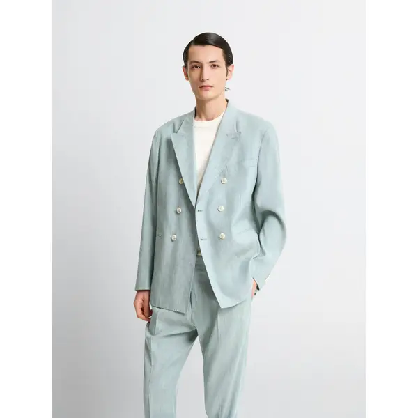 Veste de costume croisée en lin mélangé