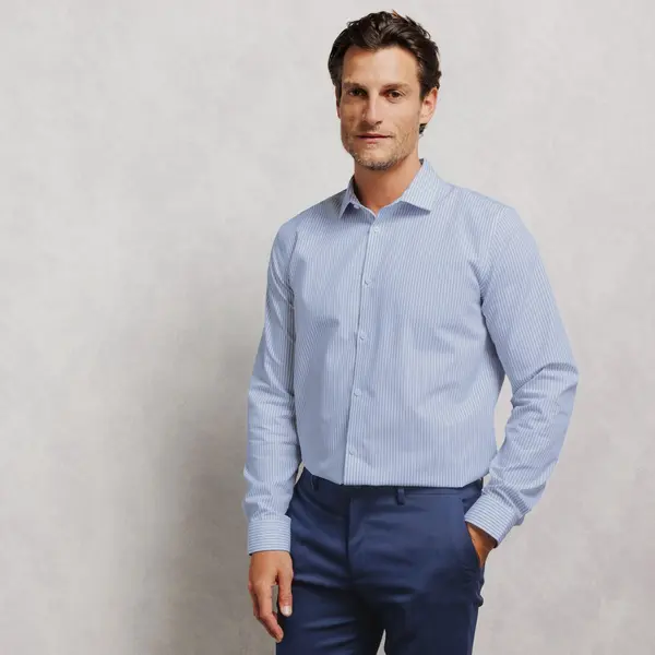 Chemise 100% coton slim rayée sans repassage