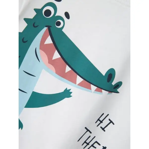 Tee-shirt manches courtes blanc crocodile Name It mini garçon | Du 18 mois au 8 ans