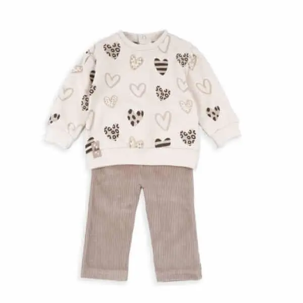 ENSEMBLE BEIGE SWEAT LEOPARD ET LEGGING FLARE VELOURS BABYBOL FILLE DU 3 ANS AU 5 ANS COLLECTION AUTOMNE/HIVER 2025
