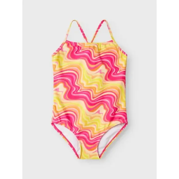 Maillot de Bain 1 Pièce Rose et Jaune à Motif Name It Fille 5-12 ans - Été 2025