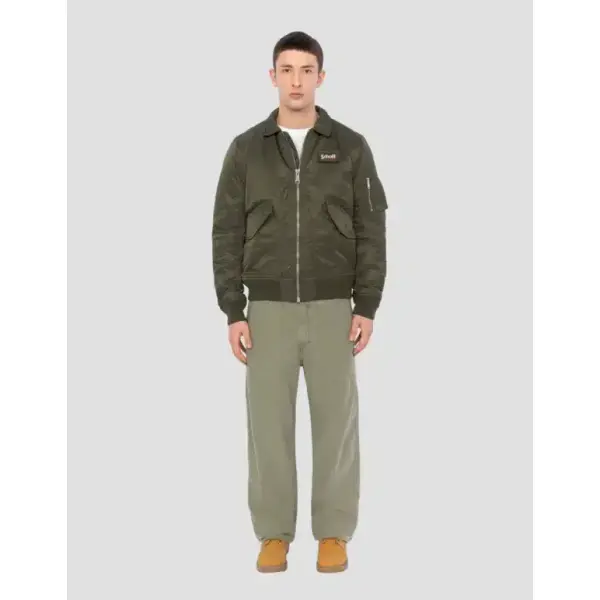 Bomber CWU kaki avec col Schott Homme