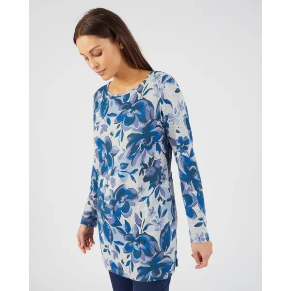 Tunique maille chaude imprimé fleuri