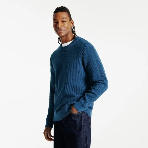 Pull col rond jeux de points fantaisie