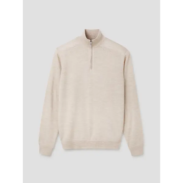 Pull col cheminée zippé en laine Mérinos