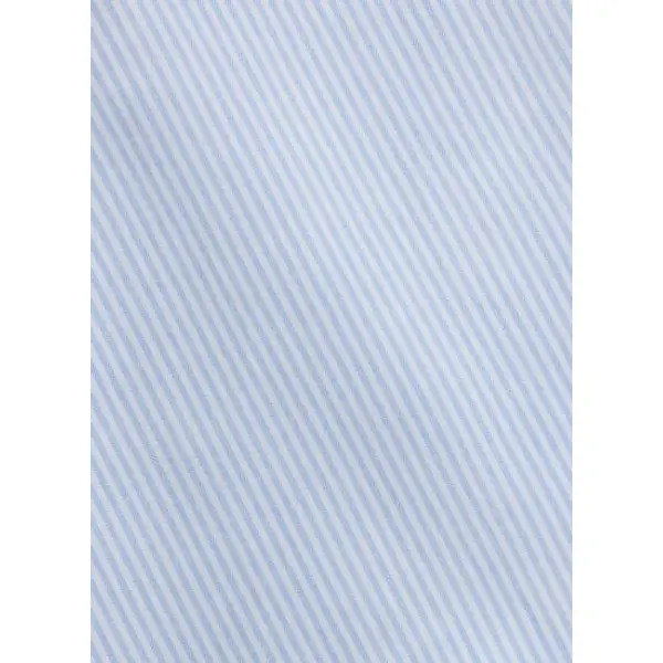 Chemise herwin col officier en oxford gratté rayé bleu - Figaret