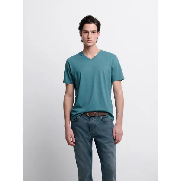 T-shirt col V mélange coton Supima®