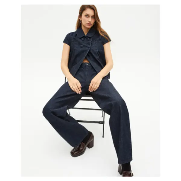Blouson manches courtes en denim bleu foncé blue electric - The Kooples Talange