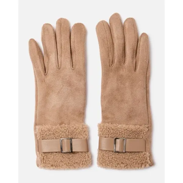 Gants suédine détail moutonné