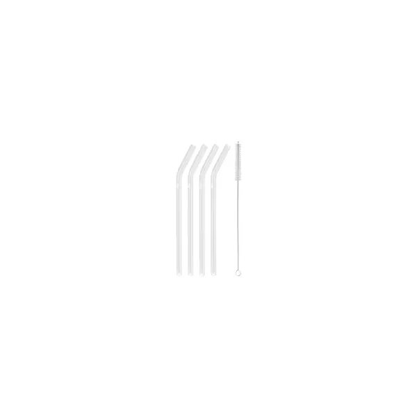 Set 4pcs pailles en verre transparentes courbées + brosse incluse - Zwilling/Staub