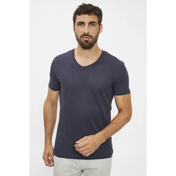 T-shirt Tom bleu col V