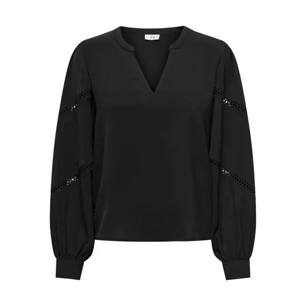 Blouse Noire Élégante Col V Manches Longues JDY pour Femme