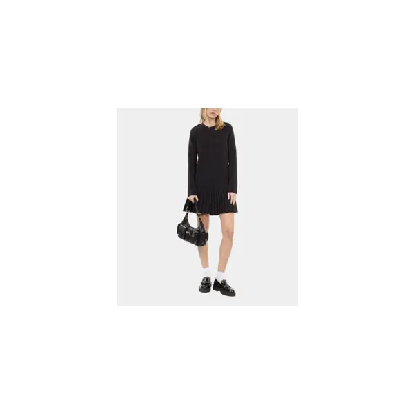 Robe courte plissée noire femme - The kooples