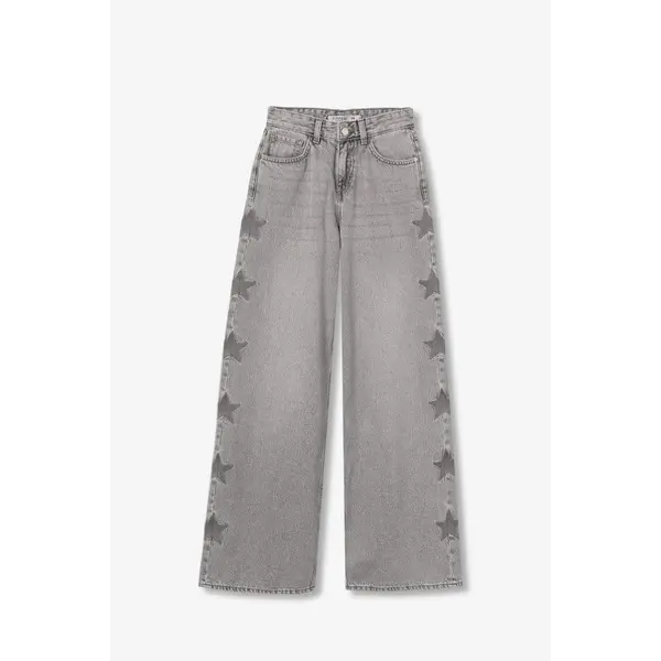 Jean gris wide leg avec étoiles Tiffosi