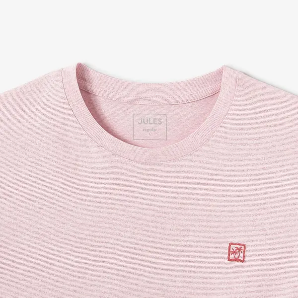 Tee shirt effet microrayé broderie poitrine