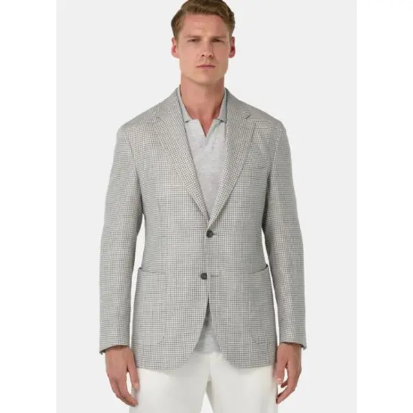Veste pied-de-poule en lin et laine - Boggi milano