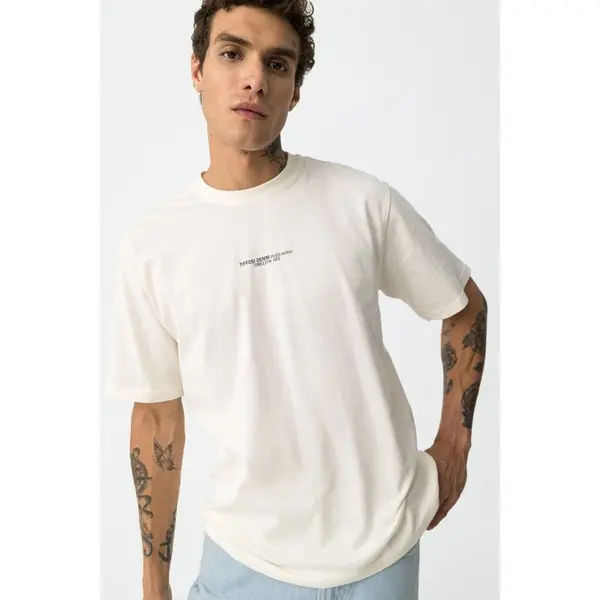 T-shirt beige oversize logo art dos TIFFOSI homme