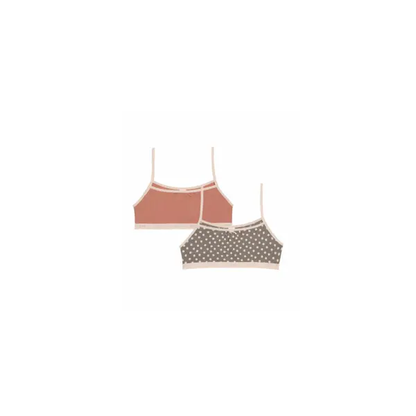 Lot de 2 brassières fille en coton stretch Rose motif pois Les Pockets - Dim Outlet Corbeil