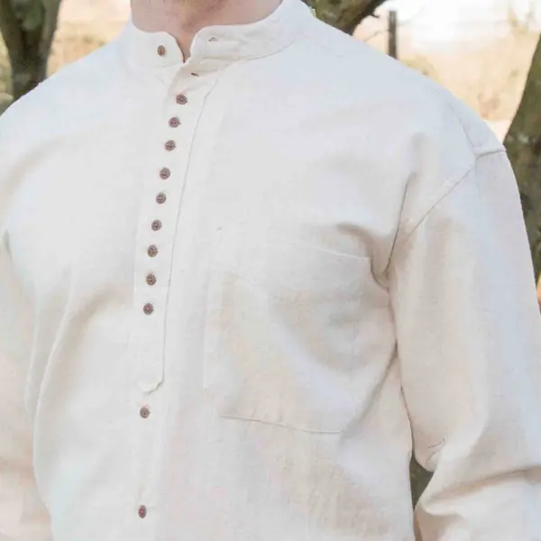 Chemise Irlandaise Coton Ecru Col Grand-Père Civilian