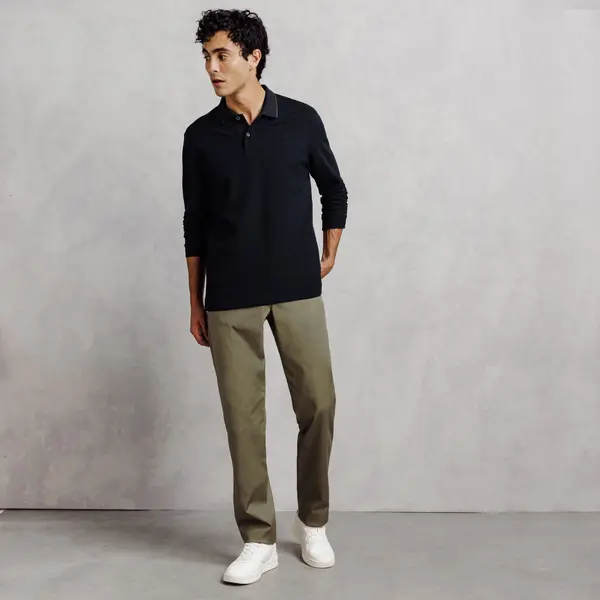 Polo manches longues piqué uni