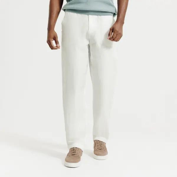 Pantalon chino loose 100% lin